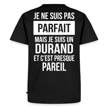 Nom de Famille - DURAND - T-shirt Premium bio Homme - noir - Dos - Nico (187cm)