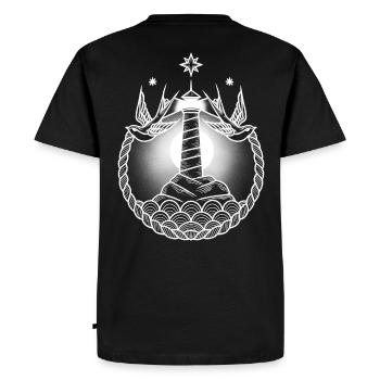 Lighthouse swallow - Men's Premium Organic T-Shirt - black - Back - Nico (187cm)