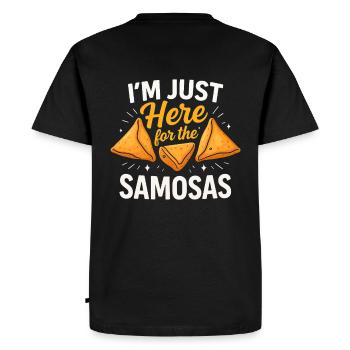 Samosas First and Foremost – Funny Indian Dish - Men's Premium Organic T-Shirt - black - Back - Nico (187cm)