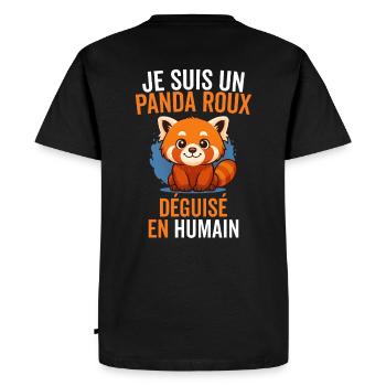 Panda Roux Humain Incognito - T-shirt Premium bio Homme - noir - Dos - Nico (187cm)