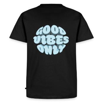 Bonnes vibrations seulement - T-shirt Premium bio Homme - noir - Dos - Nico (187cm)