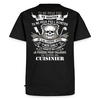 Tee Shirt Cuisinier - T-shirt Premium bio Homme - noir - Dos - Nico (187cm)