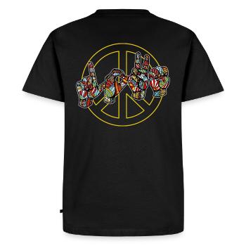 Love Peace - with sign language BACKPRINT - Men's Premium Organic T-Shirt - black - Back - Nico (187cm)