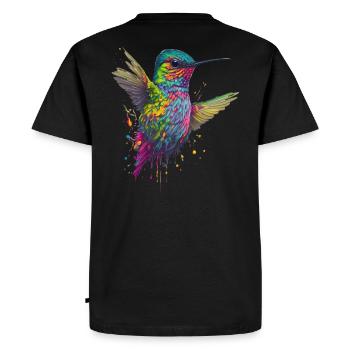 Explosion de couleurs Hummingbird Artwork - T-shirt Premium bio Homme - noir - Dos - Nico (187cm)
