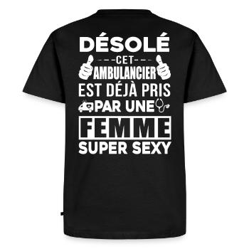 Tee Shirt Ambulancier - Men's Premium Organic T-Shirt - black - Back - Nico (187cm)
