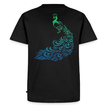 oiseau /// paon /// paon /// tribal /// points - T-shirt Premium bio Homme - noir - Dos - Nico (187cm)