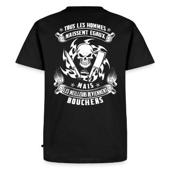 Tee Shirt Bouchers - Men's Premium Organic T-Shirt - black - Back - Nico (187cm)