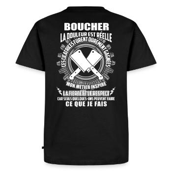 Tee Shirt Boucher - T-shirt Premium bio Homme - noir - Dos - Nico (187cm)