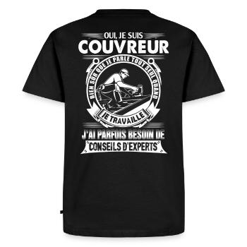 Tee-shirt Couvreur - T-shirt Premium bio Homme - noir - Dos - Nico (187cm)