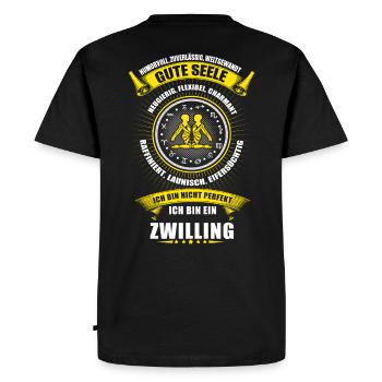 Zwilling Sternzeichen Horoskop Geschenk - Männer Premium Bio T-Shirt - Schwarz - Hinten - Nico (187cm)