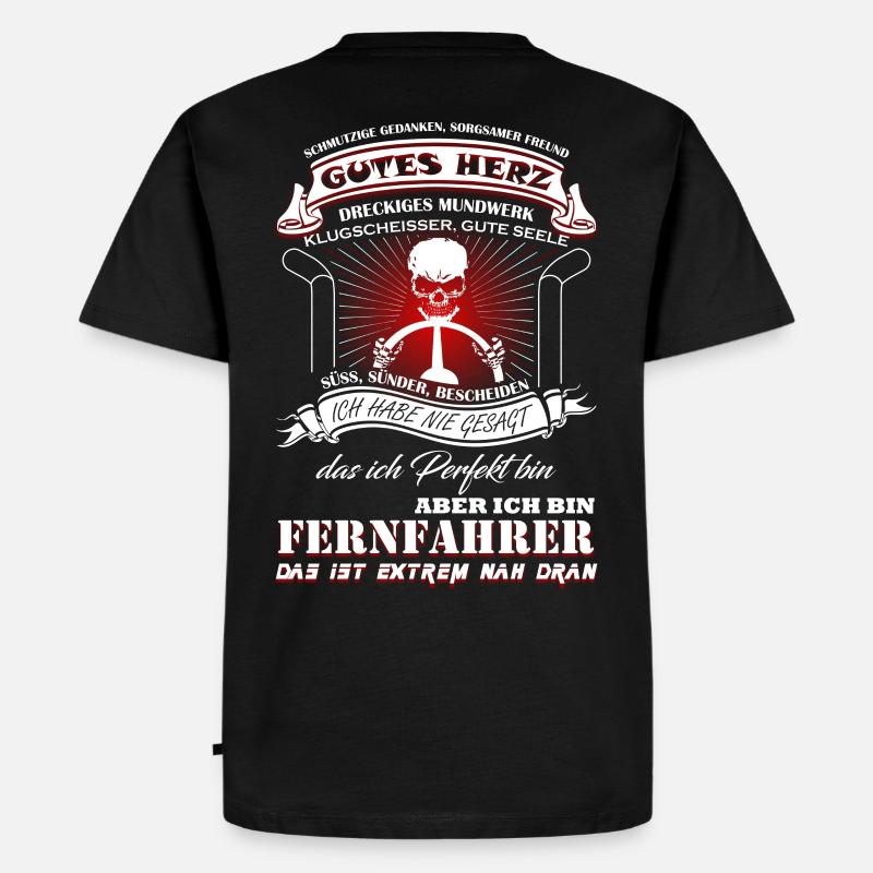Fernfahrer sind fast Perfekt - Männer Premium Bio T-Shirt - Schwarz