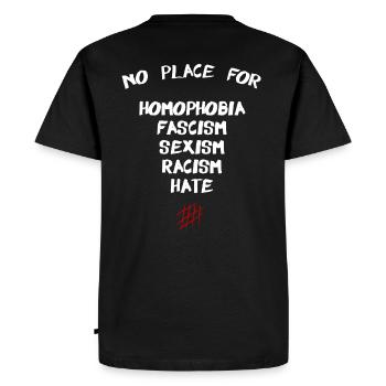 Pas de place pour le fascisme haine Homophobie sexisme racisme - T-shirt Premium bio Homme - noir - Dos - Nico (187cm)