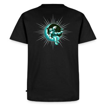 Spaceman sitting on the Moon - Men's Premium Organic T-Shirt - black - Back - Nico (187cm)