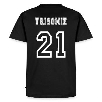 Trisomy 21 - Men's Premium Organic T-Shirt - black - Back - Nico (187cm)