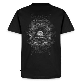 shanti planti organic print on back - Men's Premium Organic T-Shirt - black - Back - Nico (187cm)
