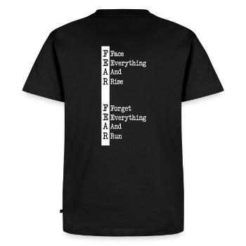 Peur combatif Pensée positive Force forte - T-shirt Premium bio Homme - noir - Dos - Nico (187cm)