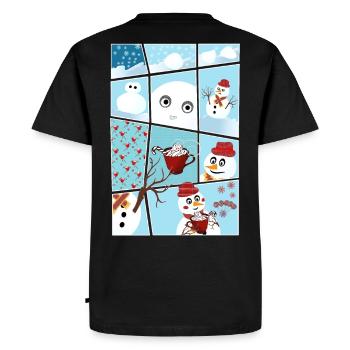 Noël et histoire du bonhomme de neige hereux - T-shirt Premium bio Homme - noir - Dos - Nico (187cm)