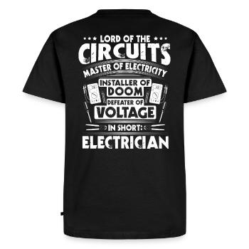 Électricien électricien électricien électricien - T-shirt Premium bio Homme - noir - Dos - Nico (187cm)