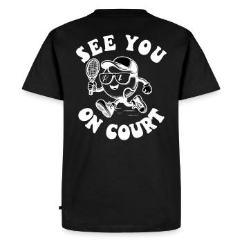 Tennis Shirt See You on Court Design Hoodie Cute - Men's Premium Organic T-Shirt - black - Back - Nico (187cm)