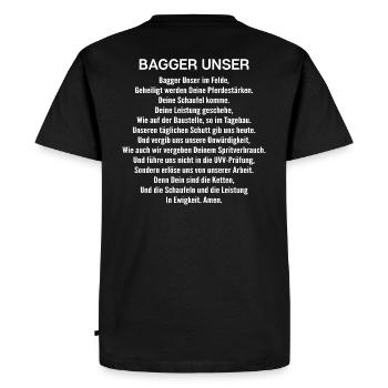 Bagger Baggerfahrer Baggerführer Geschenk Gebet - Männer Premium Bio T-Shirt - Schwarz - Hinten - Nico (187cm)