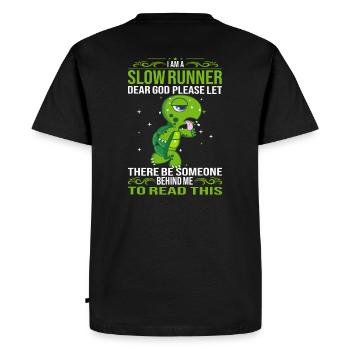 Turtle I'm a Slow Runner Marathon - Men's Premium Organic T-Shirt - black - Back - Nico (187cm)