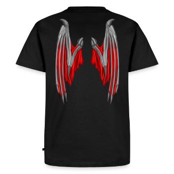 Aile de démon en rouge - T-shirt Premium bio Homme - noir - Dos - Nico (187cm)