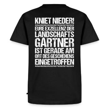 Landschaftsgärtner Gartenbau Landschaftsbau Garten - Männer Premium Bio T-Shirt - Schwarz - Hinten - Nico (187cm)
