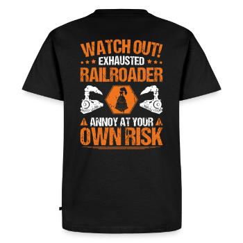 Cheminot Conducteur de train Cheminot - T-shirt Premium bio Homme - noir - Dos - Nico (187cm)