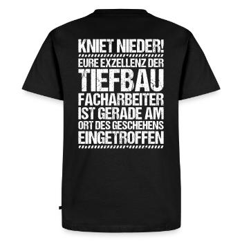 Tiefbaufacharbeiter Tiefbau Spezialtiefbauer - Männer Premium Bio T-Shirt - Schwarz - Hinten - Nico (187cm)