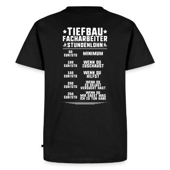 Tiefbaufacharbeiter Tiefbau Spezialtiefbauer - Männer Premium Bio T-Shirt - Schwarz - Hinten - Nico (187cm)