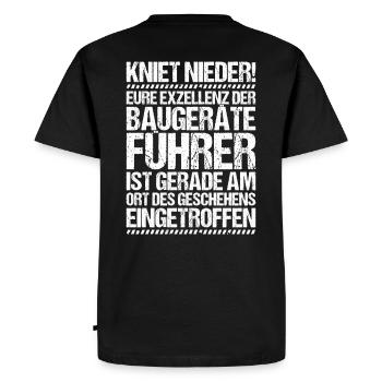 Baugeräteführer Kranführer Baggerfahrer Baugeräte - Männer Premium Bio T-Shirt - Schwarz - Hinten - Nico (187cm)