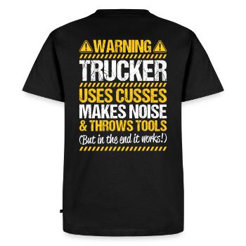 Chauffeur de camion Chauffeur de camion Chauffeur professionnel Camionneur - T-shirt Premium bio Homme - noir - Dos - Nico (187cm)