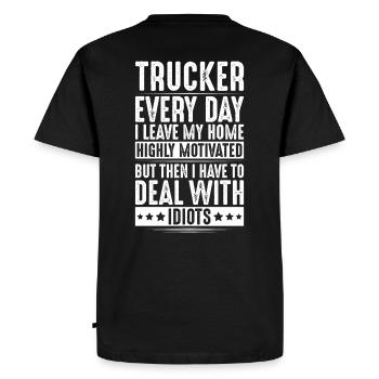 Chauffeur de camion Chauffeur de camion Chauffeur professionnel Camionneur - T-shirt Premium bio Homme - noir - Dos - Nico (187cm)