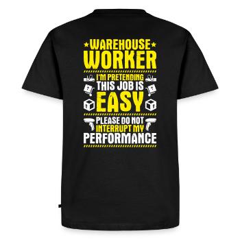 Spécialiste en logistique d’entrepôt Ouvrier d’entrepôt Entrepôt - T-shirt Premium bio Homme - noir - Dos - Nico (187cm)