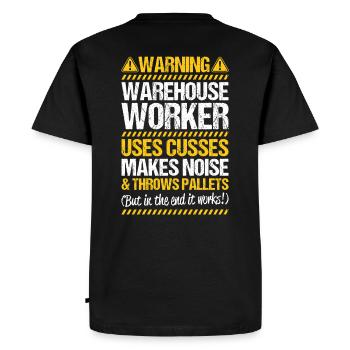 Spécialiste en logistique d’entrepôt Ouvrier d’entrepôt Entrepôt - T-shirt Premium bio Homme - noir - Dos - Nico (187cm)