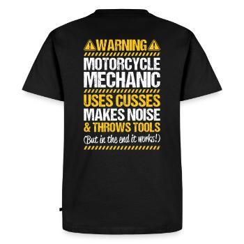 Ingénieur mécatronique à deux roues Mécanicien Moto - T-shirt Premium bio Homme - noir - Dos - Nico (187cm)