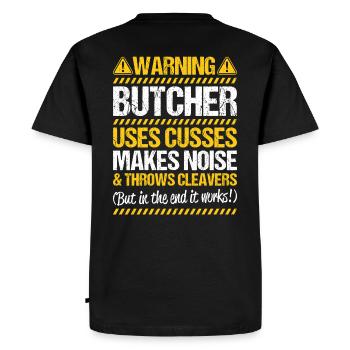 Butcher Butcher Butcher - Men's Premium Organic T-Shirt - black - Back - Nico (187cm)