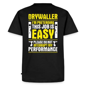 Installateur de cloisons sèches Drywaller - T-shirt Premium bio Homme - noir - Dos - Nico (187cm)
