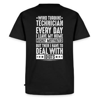 Technicien de service Éoliennes Énergie éolienne - T-shirt Premium bio Homme - noir - Dos - Nico (187cm)