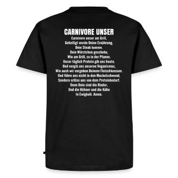 Carnivore Diät Carnivore Ernährung Carnivore Diet - T-shirt Premium bio Homme - noir - Dos - Nico (187cm)