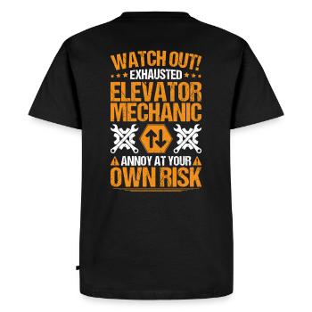 Elevator Fitter Elevator Mechanic Elevator Mechanic - Men's Premium Organic T-Shirt - black - Back - Nico (187cm)