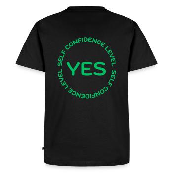NIVEAU DE CONFIANCE EN SOI OUI vert - T-shirt Premium bio Homme - noir - Dos - Nico (187cm)