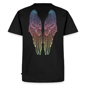 Long Rainbow Wings - Men's Premium Organic T-Shirt - black - Back - Nico (187cm)