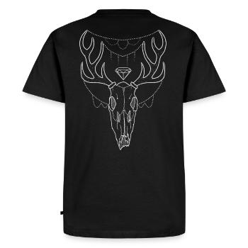 Crâne d'art ligne Stag - T-shirt Premium bio Homme - noir - Dos - Nico (187cm)