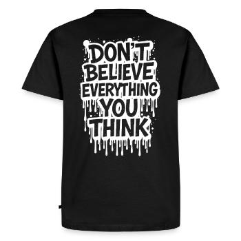 Ne crois pas tout ce que tu penses, prends ça relax - T-shirt Premium bio Homme - noir - Dos - Nico (187cm)