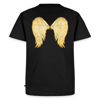Golden Angel Wings Wing Fluegel - Men's Premium Organic T-Shirt - black - Back - Nico (187cm)