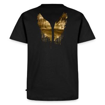 Angelwings,Ailes,Or,Ailes d’Ange,Métallique - T-shirt Premium bio Homme - noir - Dos - Nico (187cm)
