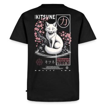 Kitsune Renard - Japonais Asiatique - T-shirt Premium bio Homme - noir - Dos - Nico (187cm)