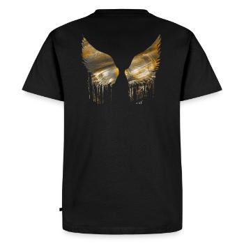 Angelwings,Ailes,Or,Ailes d’Ange,Métallique - T-shirt Premium bio Homme - noir - Dos - Nico (187cm)