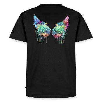 Angelwings,Wings,Watercolor,Colorful,Angel Wings - Men's Premium Organic T-Shirt - black - Back - Nico (187cm)